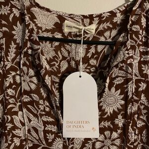 Daughters of India Brown and White Patterned Dress